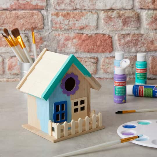 7" Wood Birdhouse with Fence by Make Market®